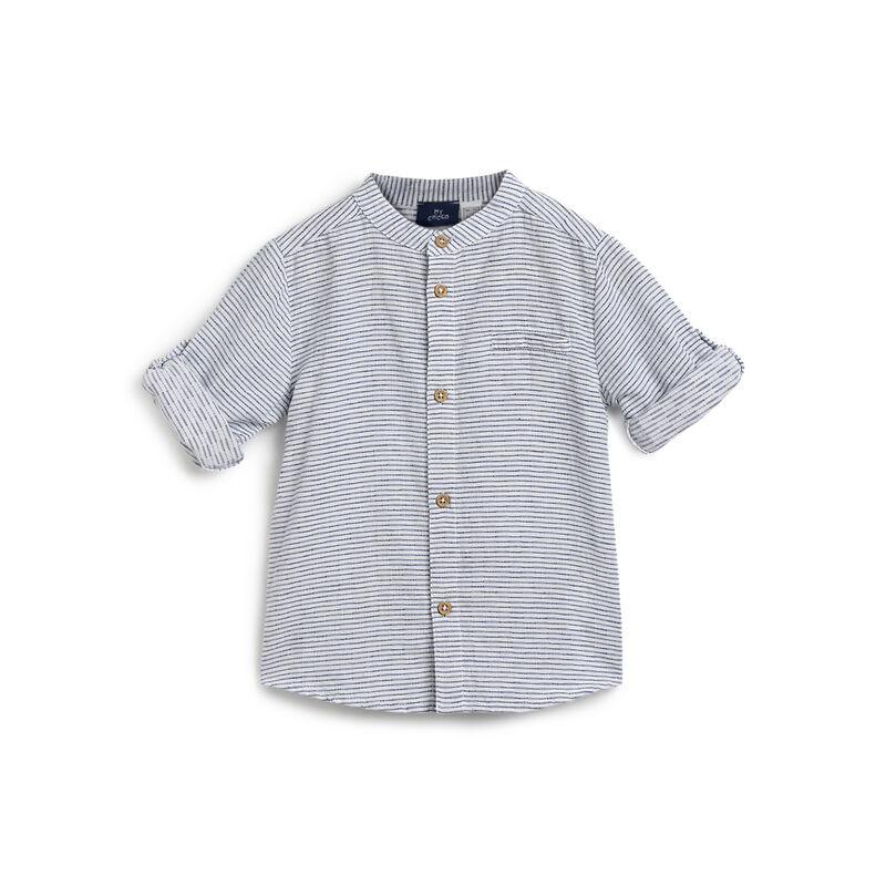 Boys White Striped Long Sleeve Shirt image number 0